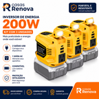 Inversor de Energia 200W para Eletrodomésticos – USB, Tipo-C e Luz LED