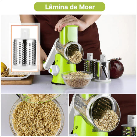 InoxSlice - Cortador Ralador e Fatiador de Legumes Multifuncional 3 Lâminas