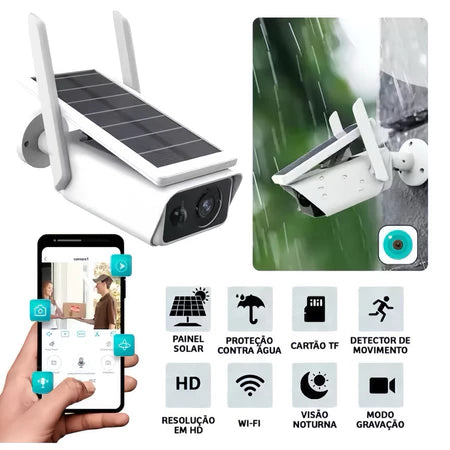 Câmera de Segurança Externa IP Wifi HD com Energia Solar