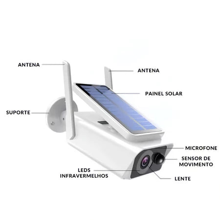 Câmera de Segurança Externa IP Wifi HD com Energia Solar